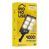 Luminaria Holofote Solar 300w Branco Quente Ip65 Preta Led