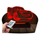 Luminária Led 3d Carros Relâmpago Mac Queen Abajur 16 Cores