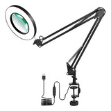 Luminária Led Lupa De Mesa Bancada Articulável Bivolt Preta