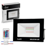 Luminária Lumi Refletor Super Led Holofote 50w Colorido Rgb Bivolt A Prova D'água