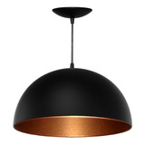 Luminária Lustre Pendente De Teto Meia Esfera 30cm Pt/cobre