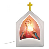 Luminária Mesa Oratório Iluminado Sagrado Coração De Maria