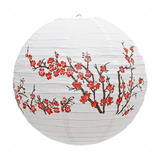 Luminária Oriental Japonesa Papel Branca Sakura Gf- 40 Cm
