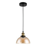Luminaria Pendente Vidro Âmbar Retrô Meia Esfera D-20cm