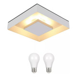 Luminária Plafon Luz Indireta Sobrepor 30cm + 2 Lâmpadas Led