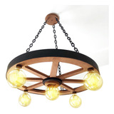 Luminária Roda De Carroça 5 Bocal 60 Cm Diâmetro 110/220 V