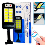 Luminária Solar Luz Led Sensor Presença Poste Parede Forte Cor Preto
