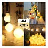 Luminária Varal Pisca Led 20 Bolas 5cm Amarelo Fio Bivolt