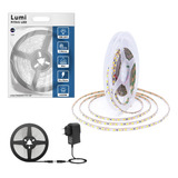Luminario Fita Super Led 2835 5m 120 Smd/m 12v Ip20 Alto De Brilho Branco Quente Com Fonte Alimentaçao