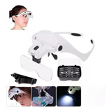 Lupa Estética Cabeça Led Óculos 5 Lentes Luz Dentista Reparo