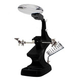 Lupa Mesa Luz Led Aumento Eletrônica Profissional Relojoeiro 2 Leds Usb Pilhas Lente 90mm