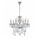 Lustre Clássico Cristal Sala Candelabro France Nice 6 Braços
