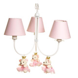 Lustre Infantil 3 Lampadas Quarto Menina Ursa Princesa Bebe