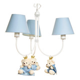 Lustre Infantil 3 Lampadas Quarto Menino Urso Principe Bebe