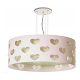 Lustre Infantil Pendente Corações C/ Cristais Crú 50x16