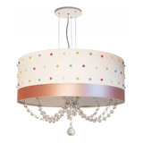 Lustre Infantil Pendente Pérolas Coloridas 50x15 Branco