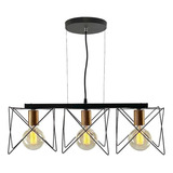 Lustre Luminária Pendente Aramado Star Trio Wireframe Preto