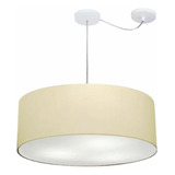 Lustre Pendente Cilíndrico Com Desvio Md-4266 Cúpula Em Tecido 60x21cm Algodão Crú - Bivolt