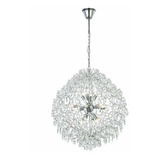 Lustre Pendente Cristais Metal Cromado 60cm 8e14