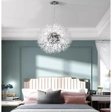 Lustre Pendente Cristal Flor Dente De Leão Cromado 60 Cm Led