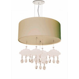 Lustre Pendente Infantil Nuvens Com Cúpula 50x15 Cáqui