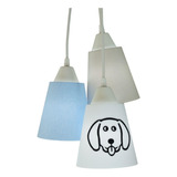 Lustre Pendente Luminária Cacho Aplique Cachorro Bege E Azul