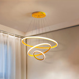 Lustre Pendente Moderno Anéis 3 Arcos 60cm Led 89w Dourado Bivolt