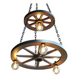 Lustre Teto Luminária Pendente Roda De Carroça Rustica