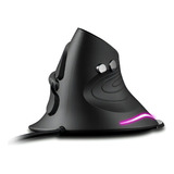 Luuk Young D6 Preto Mouse Optico Vertical Ergonomico Com Fio Usb 6 Botoes Iluminação Led Dpi 3200