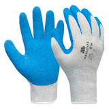 Luva Coleta Azul Látex Corrugado Emborrachado Kit 12 Pares 