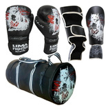 Luva De Boxe E Caneleira Muay Thai Pitt Bull Lima