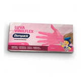 Luva De Plástico Bompack Tamanho P Rosa