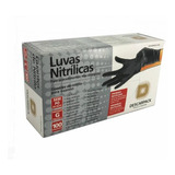 Luva Descartável Nitrílica Preto C/100 Sem Pó Descarpack