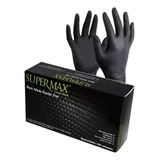 Luva Descartável Preta Black Nitrílica Sem Pó Supermax C/100