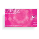 Luva Descartavel Supermax Nitrilica Rosa Cx 100 Nitrilo S/pó