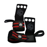 Luva Grip Munhequeira Pull Up Cross Protetor - Nc Extreme Cor Preto/vermelho Tamanho G