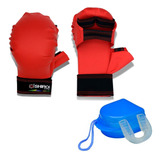 Luva Karate Vermelha Ou Azul Homologada Cbk + Bucal Simples