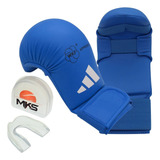 Luva Karate adidas Wkf Approved + Protetor Bucal Com Estojo