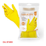 Luva Látex Limpeza Multiuso Resistente Amarela 1 Par Full Tamanho M