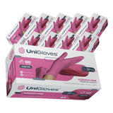 Luva Látex Rosa Pink C/ Pó Kit 10 Caixas 1000un Unigloves Com Pó Sim Tamanho G
