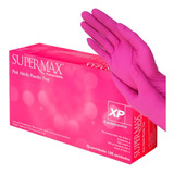 Luva Nitrílica Descartável Rosa Pink Supermax Sem Pó 