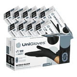 Luva Procedimento Nitrílica Preta Black Kit 1000un Unigloves Cor Preto Tamanho P