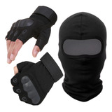 Luva Tatica Meio Dedo Airsoft Paintball Balaclava Touca