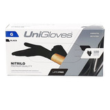 Luvas Descartáveis Antiderrapantes Unigloves Nitrilica Cor Preto Tamanho G De Nitrilo X 100 Unidades 