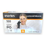Luvas Descartáveis Inoven Nitrilo Cor Preto Tamanho G 100 Unidades 