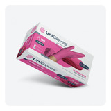 Luvas Descartáveis Unigloves Cor Rosa Tamanho M Com Pó