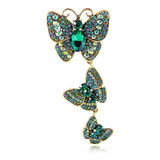 Luxo Maxxi Broche Borboleta Libelula Verde Strass 8,7x9,2 Cm