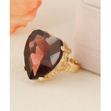 Luxuoso Maxxi Anel Dourado Coracao Marsala Strass Ajustavel