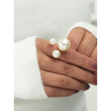 Luxuoso Maxxi Anel Dourado Floral Perolas Strass Aro 17