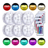 Luz Led Piscina Colorido Decorativa Com Controle Remoto 6pcs